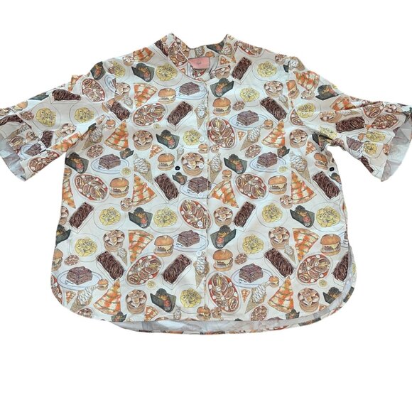 Cjw Womens Pajama Top Size 3XL Multicolor The Carboholic NYC Bites Pure Cotton - Picture 1 of 14